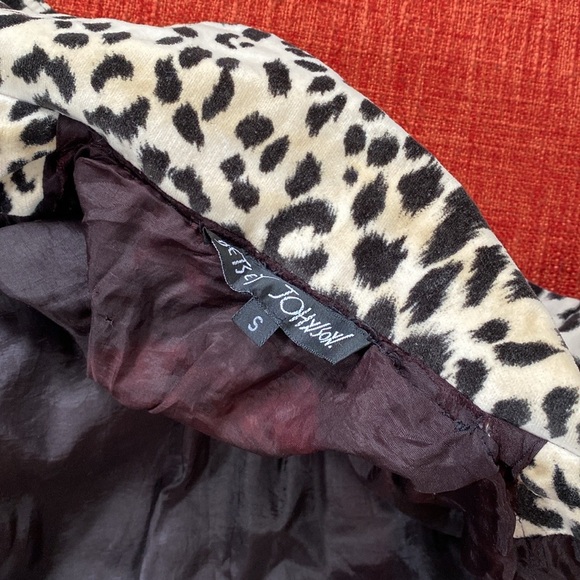 VTG 90’s Betsey Johnson Animal Print Leopard Velvet Jacket Trench Coat - Picture 11 of 16